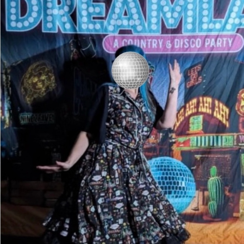 Las Vegas Print Colorful Patterned Pinup Style Dress XL